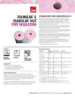 Foamular and Foamular NGX XPS Pipe Fab Billets Product Data Sheet