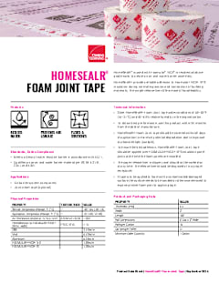 HomeSealR Foam Joint Tape Data Sheet