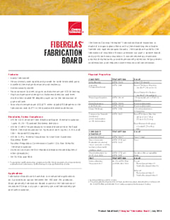 Fiberglas™ Fabrication Board Product Data Sheet