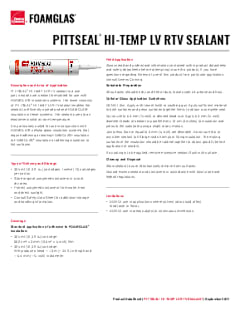 Foamglas® PITTSEAL® HI-TEMP LV RTV Sealant Product Data Sheet