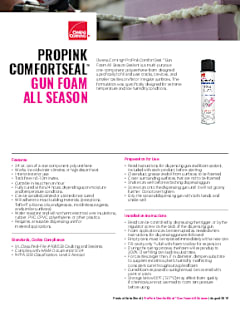 ProPink ComfortSeal Gun Foam All Season Data Sheet