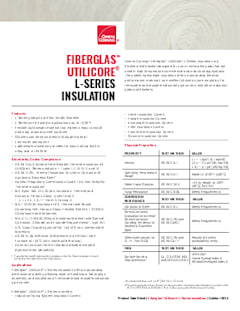 Fiberglas™ Utilicore® L-Series Insulation Data Sheet