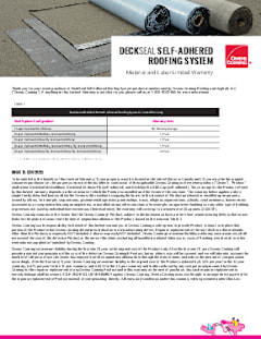 DeckSeal Self-Adhered Roofing System Warranty