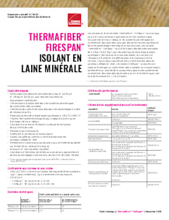 Fiche technique des isolants Thermafiber FireSpan