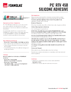Foamglas PC RTV 450 Adhesive Product Data Sheet