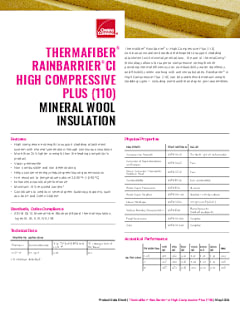 Thermafiber® RainBarrier® ci High Compressive Plus (110) Product Data Sheet