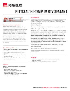 Foamglas® PITTSEAL® HI-TEMP LV RTV Sealant Product Data Sheet
