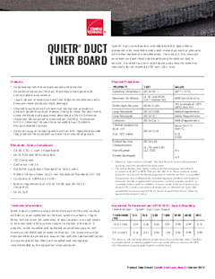 QuietR® Duct Liner Board Product Data Sheet