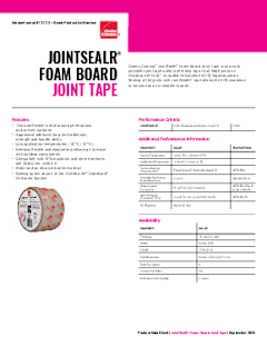 JointSealR® Foam Joint Tape Data Sheet Canada