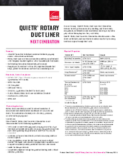 QuietR Rotary Duct Liner Next Generation Product Data Sheet