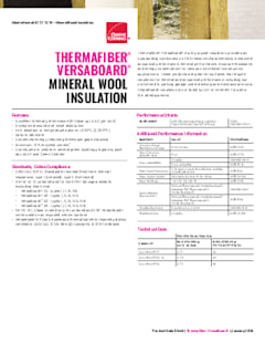 Thermafiber VersaBoard Insulation Product Data Sheet Canada