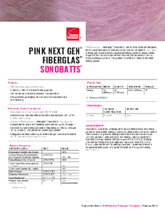 PINK Next Gen Fiberglas Sonobatts® Product Data Sheet