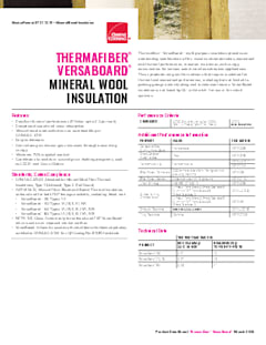 Thermafiber VersaBoard Insulation Product Data Sheet Canada