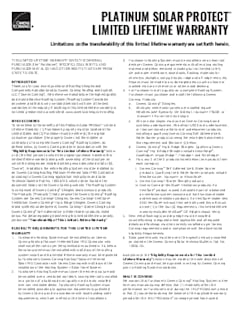 GARANTÍA LIMITADA PLATINUM SOLAR PROTECT™ 