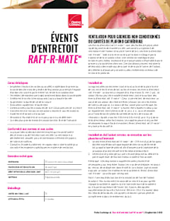 Fiche technique des évents d'entretoit raft-R-mate