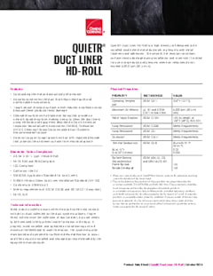 QuietR® Duct Liner HD-Roll Product Data Sheet
