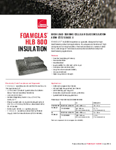 Foamglas HLB 800 Insulation Product Data Sheet