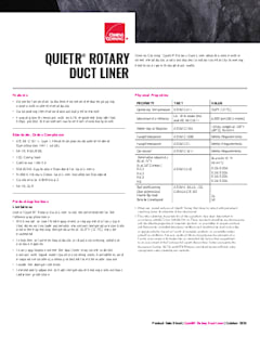 QuietR® Rotary Duct Liner Product Data Sheet