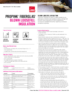 ProPink® Fiberglas® Blown Loosefill Insulation Data Sheet Canada