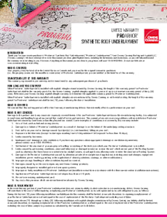 ProArmor® Synthetic Roof Underlayment Warranty