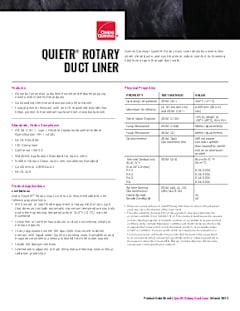 QuietR® Rotary Duct Liner Product Data Sheet