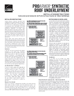 ProArmor™ Synthetic Roof Underlayment Installation Instructions