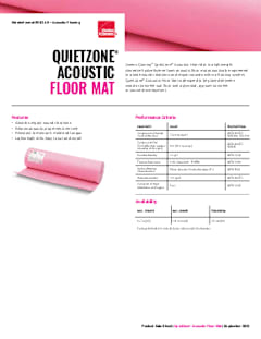 QuietZone Acoustic Floor Mat Data Sheet
