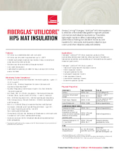 Fiberglas™ UtiliCore® HP5 MAT Insulation Product Data Sheet