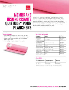 Fiche technique de la membrane insonorisante Quiétude pour planchers
