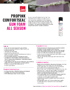 ProPink ComfortSeal Gun Foam All Season Data Sheet