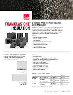 FOAMGLAS ONE INSULATION PRODUCT DATA SHEET