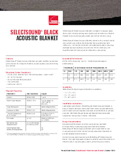 SelectSound Black Acoustic Blanket Product Data Sheet