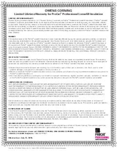 ProCat Insulation Product Warranty