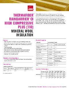 Thermafiber® RainBarrier® ci High Compressive Plus (110) Product Data Sheet