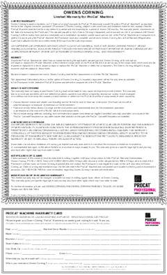 ProCat Insulation Machine Warranty