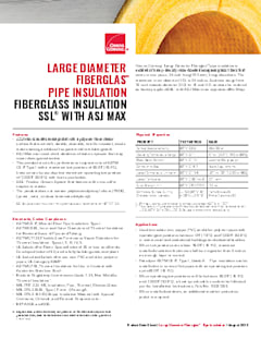 Large Diameter Fiberglass Pipe Insulation Product Data Sheet