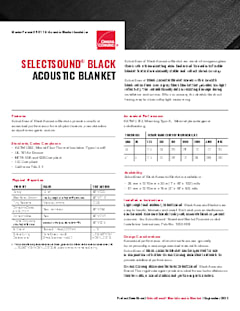 SelectSound Blanket Insulation Data Sheet Canada