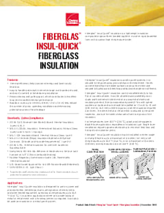 Fiberglas™ Insul-Quick® Insulation Product Data Sheet