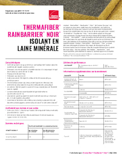 Fiche technique – Thermafiber🅫 RainBarrier🅫 Noir - Canada 