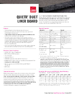 QuietR® Duct Liner Board Product Data Sheet