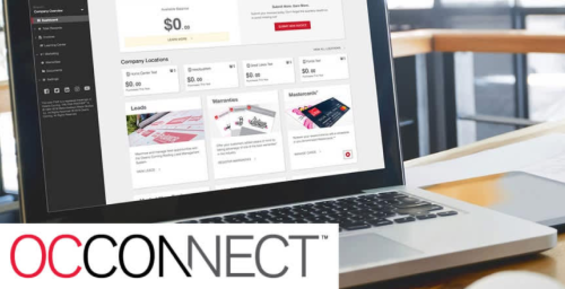 OCConnect portal displaying on a laptop