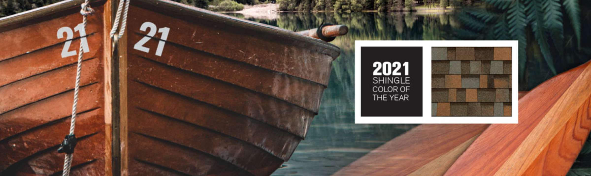 Montage image with a wooden boat in a lake with a scenic wooded landscape behind. Wooden oars and deep green furs also composited for a very earthy, nature-inspired visual.