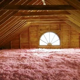 attic with blown in insulation