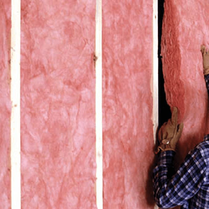 batts of insulation between wall studs