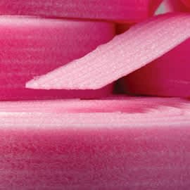 closeup of pink polyethylene foam gasket