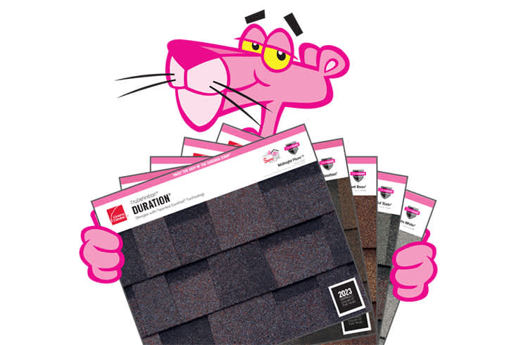 Pink Panther holding shingle color posters