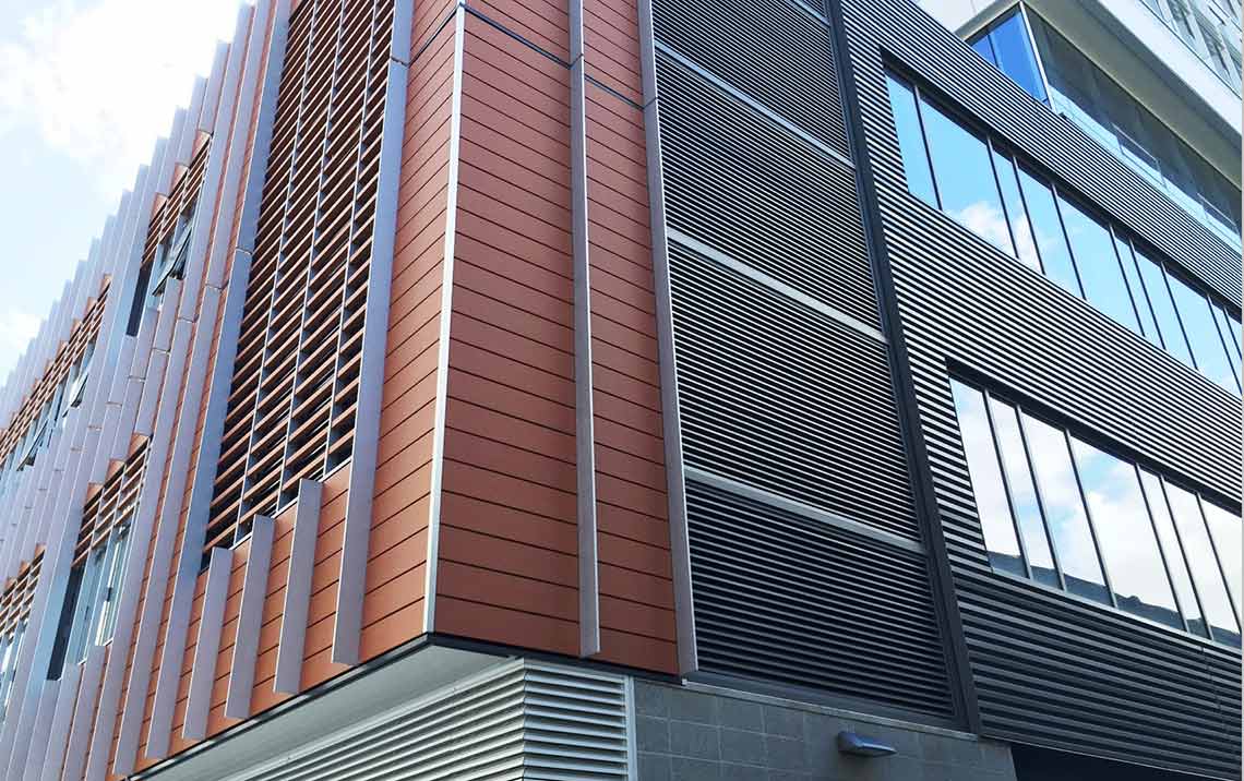 close up of modern commercial building