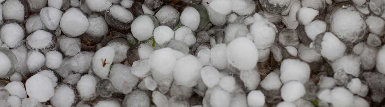 Hail stones on ground