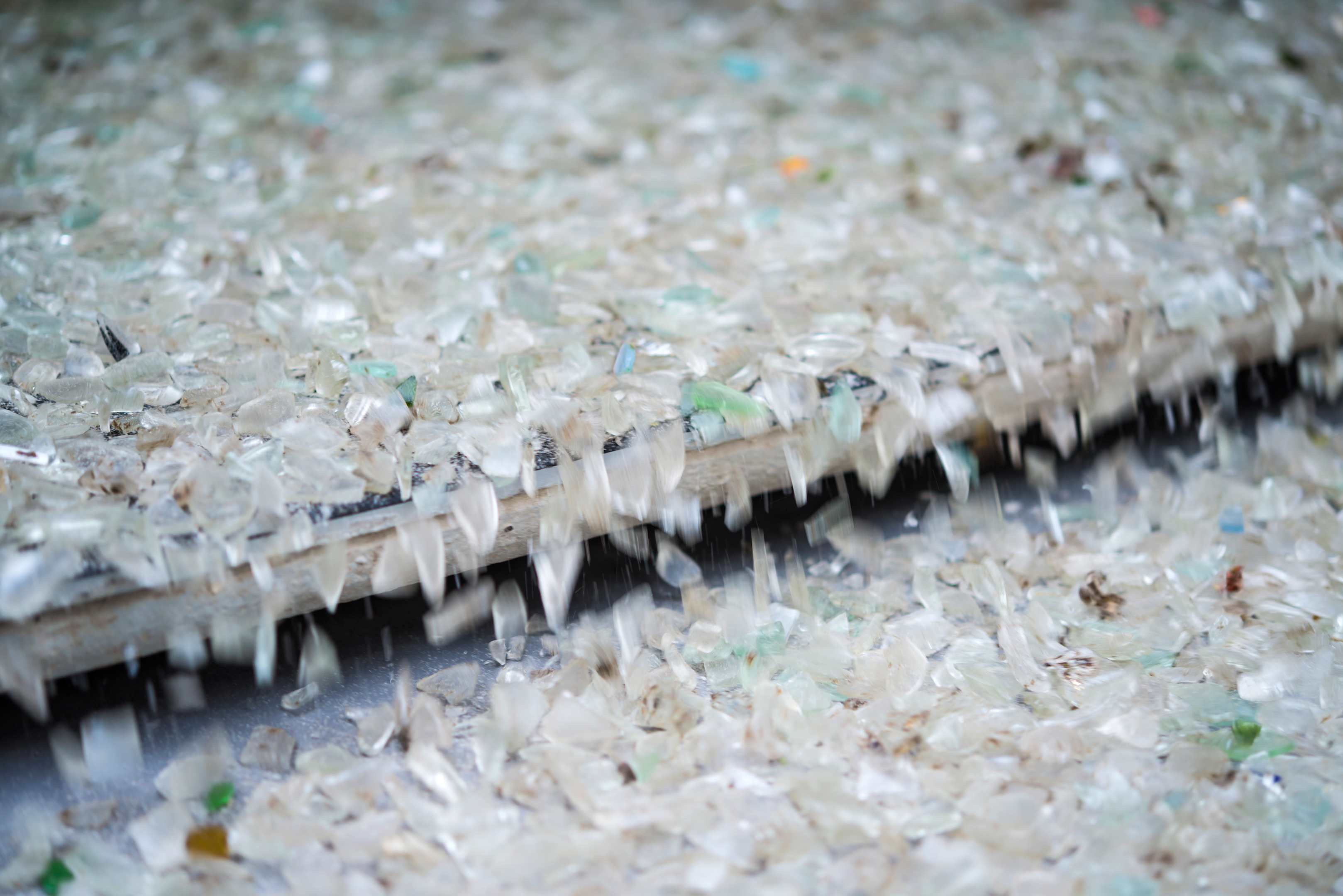 Recycled pieces of glass