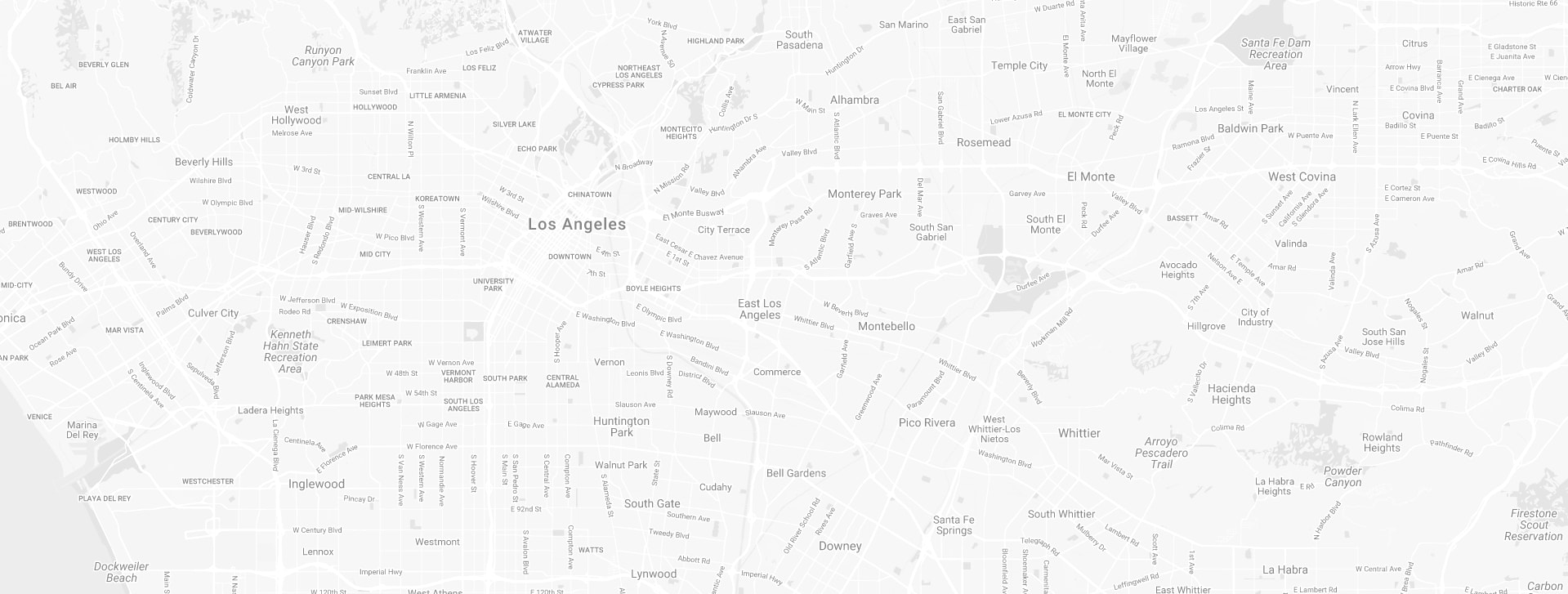 Black and white map of Los Angeles and surrounding areas.